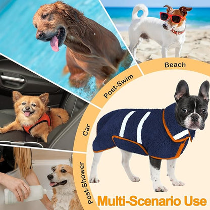Dog Bathrobe Super Absorbent Dog Towels Large Quick Drying Robes for After Bath Soft Adjustable Warm Keeping Dogs Towel(S-XXL)