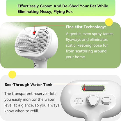 Pet Steam Brush, 3-in-1 Spray Hair Removal Comb for Dog and Cat, Steam for Shedding and Grooming, Spritz Defur Comb, Water Brush for Long & Short Haired Pets
