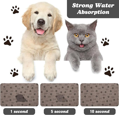 Dog Food Mats,Cat Absorbent Water Bowl Feeding Mats Pet Placemats for Food and Water Spot 16 * 24 inch