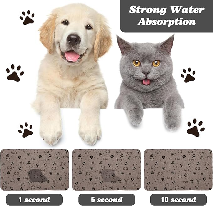 Dog Food Mats,Cat Absorbent Water Bowl Feeding Mats Pet Placemats for Food and Water Spot 17 * 30 inch