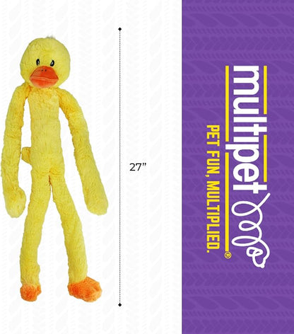 Multipet Swingin' Slevin Duck Dog Plush Toy - Squeaky Dog Toy for All Dogs - Extra Soft Plush - Stuffed Animal for Cuddling & Playing - Cute Dog Pet Toy (27”, Yellow, 5 Squeakers)
