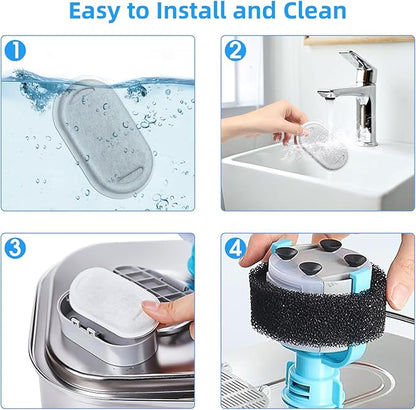 Cat Water Fountain Filters-8 Pack Replacement Filters & 8 Pack Replacement Pre-Filter Sponges Set for Stainless Steel 108/3.2L& 67oz/2L Adjustable Water Flow Pet Water Fountain