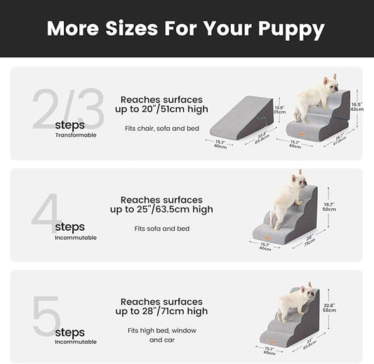 Gardner Pet Dog Stairs for Small Dogs 22.8" H, Curved 5-Step Pet Stairs, Dog Steps for High Bed, Couch (24-30 in) with Durable Non-Slip Waterproof Fabric Cover and CertiPUR-US Certified Foam