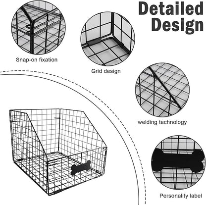 Dog Toy Basket,Large Dog Toy Box Metal,Pet Toy Storage Baskets,Storage Containers for Medium and Small Dog Organizers,Dog Toys Organizer Holder Boxes for Living Room,Outdoor Toy Bin,Pet Food Storage