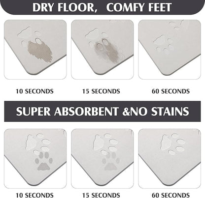 Valentine Dog Gift Stone Mat for Dog Bowl Diatomaceous Earth Absorbent Non Slip Cat Puppy Mat for Food and Water Quick Drying Easy to Clean Placemat for Bowl Dish(Light Gray,16 x 24 Inch)