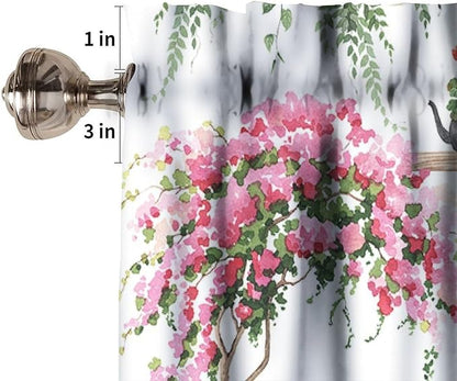 Vintage Bohemian Flower Window Valance Curtains, Colorful Succulent Plants Cute Cats Art Green House Plant Potted Flower Valance Curtain for Farmhouse Bedroom Living Room Kitchen 54x18inch