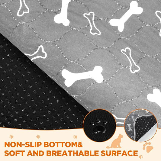 Washable Pee Pads for Dogs, 2 Pack Large Reusable Puppy Pads, Non-Slip Waterproof Dog Mats for Floors, Fast-Absorbent Whelping Pad, Playpen Mat for Crate or Indoor Use (36"x48", Gray)
