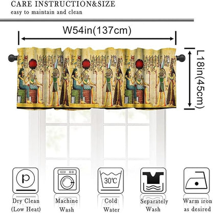 Vintage Ancient Egypt Curtains Valance, Egyptian Style Old Egypt Hieroglyphics Print African Pharaoh Theme Window Valance Curtain for Farmhouse Bedroom Living Room Kitchen 54x18inch