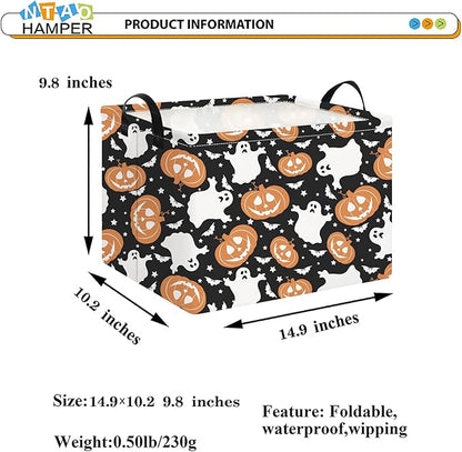 Rectangular Storage Basket Empty,Cute Storage Bin with Handles,Room Decor,Gift Basket,Book Box(Black Halloween Basket)