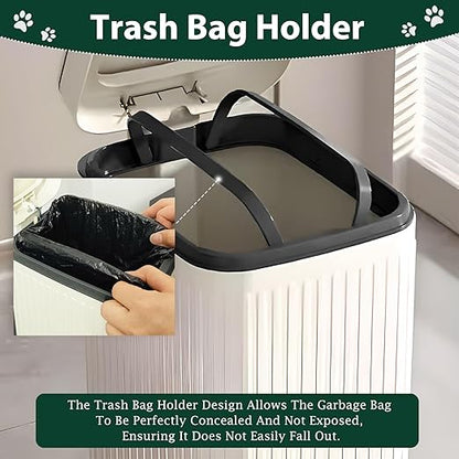 Dog Poop Trash Can Outside, 5L/1.3 Gal Pet Poop Bucket with Lid, Foot Pedal, Dog Waste Container with 40 Bags, Lid Soft Close for Pet, White
