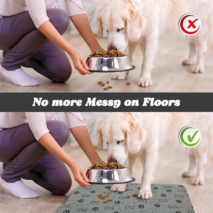 Dog Food Mats,Cat Absorbent Water Bowl Feeding Mats Pet Placemats for Food and Water Spot 16 * 24 inch