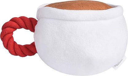 Friends the TV Show Central Perk Coffee Mug Plush Dog Toy with Rope Handle| Soft Cute Squeaky Toy for All Dogs | Stuffed Dog Toys with Squeaker Noise for Added Fun, Friends Memorabilia
