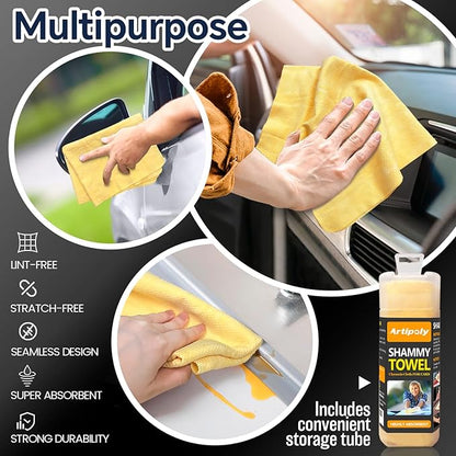 Premium Extra Large Shammy Cloth for Car Drying (34”x25”)-Super Absorbent XL Chamois Towel for Car-Reusable Shammy Towel for Car, Bathroom,Pets, Dust Remove, No Spots/Streak/Scratch