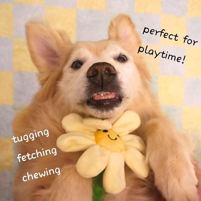 Interactive Puppy Plush Toys - Crinkle Flower Rope Toy, Chew Toys for Teething for Small & Medium Dogs