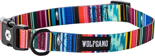 Wolfgang Heavy Duty, Adjustable Dog Collar with Quick Release Nylon Buckle for Walking & Training, Quetzal Print, Medium