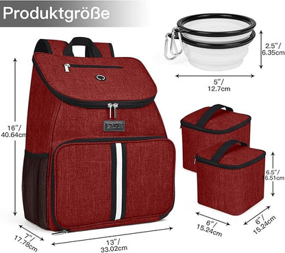 BAGLHER丨Dog Travel Bag, Airline Approved Pet Supplies Backpack, Dog Travel Backpack with 2 Silicone Collapsible Bowls and 2 Food Baskets