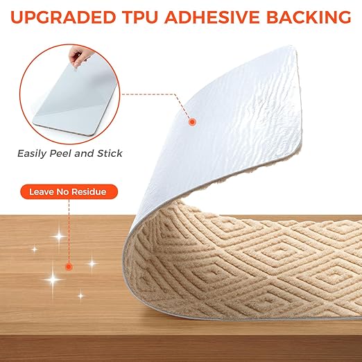 BAGAIL 15 Pack Non-Slip Stair Treads for Wooden Steps, 8"x30" Peel and Stick Carpet Stair Runners, Machine Washable Indoor Step Covers with No-Residue Adhesive for Dogs, Kids & Elderly - Beige