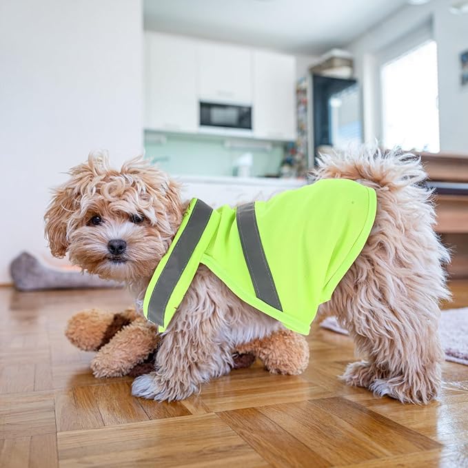 POPETPOP Dog Reflective Safety Vest for Night Outdoor Use - High Visibility Breathable Summer Clothes for Small Dogs Walking Running Hiking (Fluorescent Yellow-S)