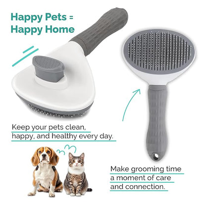 PETS-LAMB Self-Cleaning Dog and Cat Grooming Brush, Suitable for Long or Short Hair, Loose Hair Removal Brush, Easy to Remove, Pet Massage Tool. (GREY)