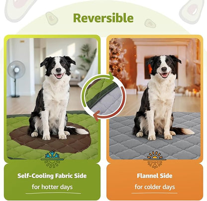 LOOBANI Dog Cooling Mat 40"x28"- Cute Avocado Design Cooling Mat for Dogs (Cool & Warm Side), Waterproof Self-Cooling Mat for Crate, Floor, Car for Small Dogs, Cats, Pet Green 40"x28"
