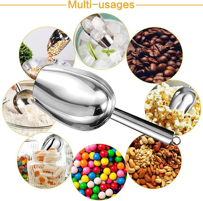 Metal Ice Scoop，Kitchen Ice Scooper for Ice Maker,Stainless Steel Small Ice Scooper for Freezer，Kitchen Gadgets Cookie Flour Pet Dog Food Scoop (silver, 3oz)