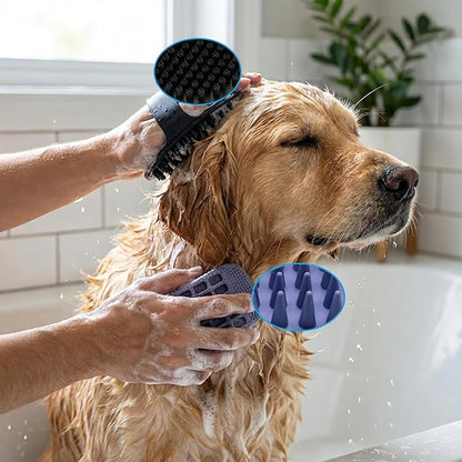 4PCS Self Cleaning Slicker Brush, Pet Grooming Rake, Bath Brush & Massage Brush for Short/Long Haired Dogs, Cats & Horses, Pet Grooming Deshedding Tools - Pet Supplies (Green Black)
