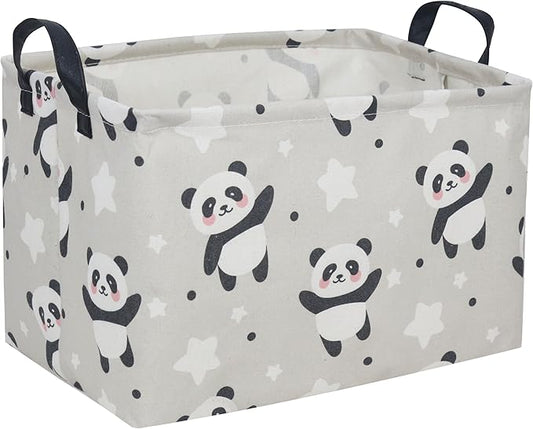 Kids Basket Panda Storage Bins for Girls Rectangular Baby Gift Baskets Cute Toy Storage Bin Box Organizer Book Shelf Basket Sports Balls Room Decor(Panda)