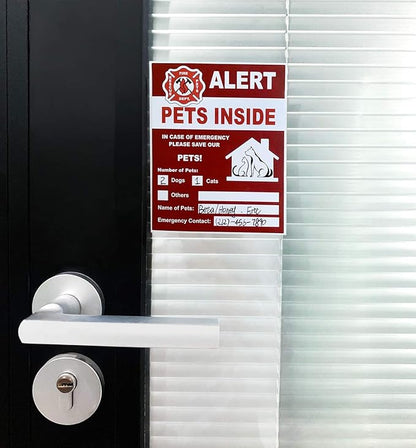 Pets Alert Sticker - Safety Alert for Pets Inside - 4 Pack with Wallet Card & Key Tag
