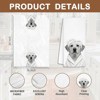 Funny Labrador Retriever Hand Towels, Labrador Retriever Gifts for Women, Yellow Lab Gifts Decorative Hand Towels for Bathroom Decor, Funny Dog Bathroom Decor, 16x24 Inch