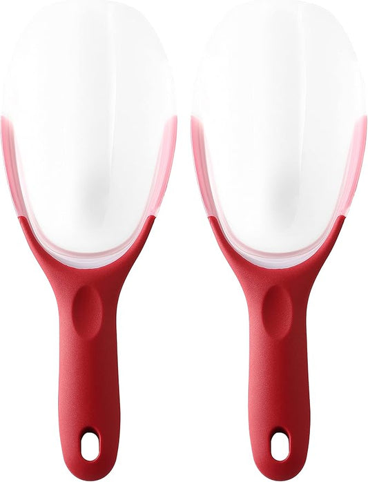 Spring Chef Red Magnetic Ice Scoop for Freezer Bin - Flexi-Plastic Ice Scoopers for Food with Soft Grip Handle - Popcorn Scoop - Kitchen Scoopers for Flour, Grain, Pet Food - Dishwasher Safe - 2 Pack