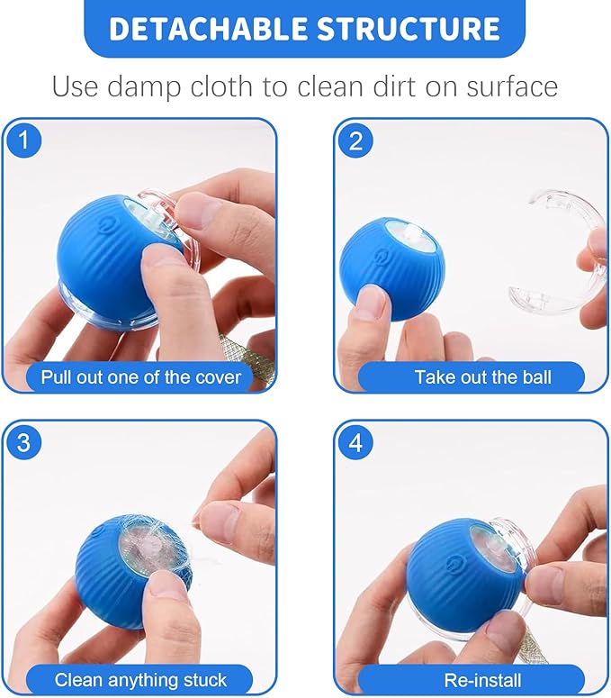 Interactive Cat Toys for Indoor Cats Smart Automatic Ball Rolling for Bored Kitten Pet Upgraded Speedy Moving Chase Dogs Toy Valentine's Day Gift Blue