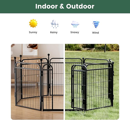 Gardner Pet Dog Playpens, 32" H 2 Add-on Panels for Small/Medium/Large Dogs, Foldable Pet Play Yard Gate Extensions, Pet Playpen, Anti-Rust, Quick Install, Black