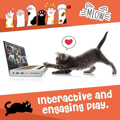 Cat Scratcher Laptop Cat Toy with 'Mouse' Jingle Ball, Stickers, 3-in-1 Cardboard Cat Interactive Toy, Kitten Cardboard Scratching Pad
