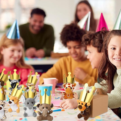 40Pcs Adopt A Pet Party Favors Mini Stuffed Animals Plush Toy Set Includes 10Pcs Safari Jungle Animal Plush Toys, Birthday Hats, Kraft Paper Boxes, Adoption Cards for Adopt A Animal Party