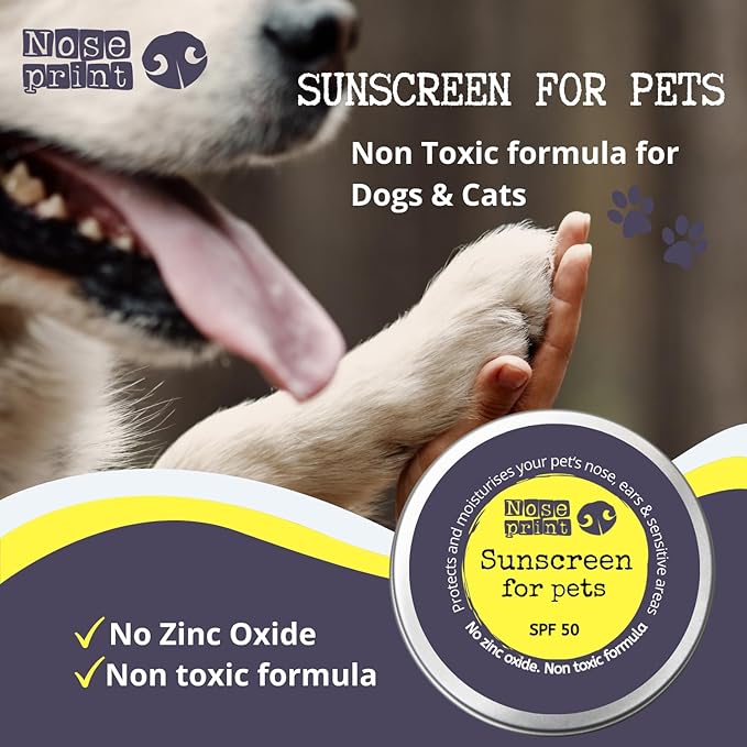 SPF 50 Sun Protection Balm For Pets 30 ML in Tin | Moisturising Sunscreen For Dogs And Cat Non-Toxic Formula Nose and Dog Paw Balm Sunblock Cream | puppy Sun Protection