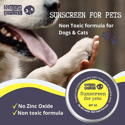 SPF 50 Sun Protection Balm For Pets 30 ML in Tin | Moisturising Sunscreen For Dogs And Cat Non-Toxic Formula Nose and Dog Paw Balm Sunblock Cream | puppy Sun Protection