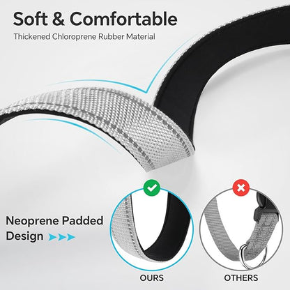 Reflective Dog Collar with Quick Release Buckle - Metal Ring - Adjustable Soft Neoprene Padded Basic Dog Collar for Small Medium Large Dogs (LightGray, Large :Width 1",Neck 15.7-23.6")