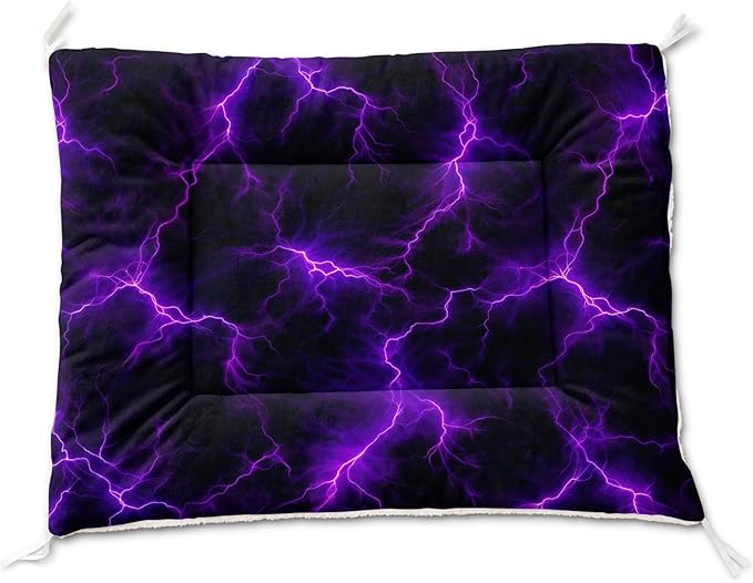 Dog Cat Bed Mat Ultra Soft Fluffy Pet Bed Washable Fashion Dog Crate Beds Comfy Comfy Pet Sleeping Pad Suitable for Pet Raised Bed(30"x26",Purple Lightning)