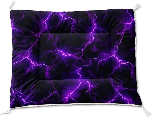 Dog Cat Bed Mat Ultra Soft Fluffy Pet Bed Washable Fashion Dog Crate Beds Comfy Comfy Pet Sleeping Pad Suitable for Pet Raised Bed(30"x26",Purple Lightning)