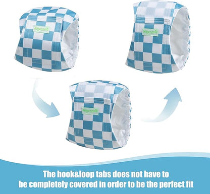 wegreeco Small Dog Diapers Male,Reusable Belly Bands for Male Dogs,Washable Doggie Puppy Male Diapers Wraps,Medium Large Size (5 Pack X-Large, Blue Coffee Checkerboard)
