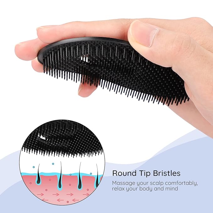 Segbeauty Scalp Massage Brush, 6 pcs Shampoo Brush Floral Shower Comb, Classic Hairdresser Hair Comb, Pocket Hairbrushes Set, Head Massage Brush for Hair Growth Beard Brush Pet Grooming Brushes Black