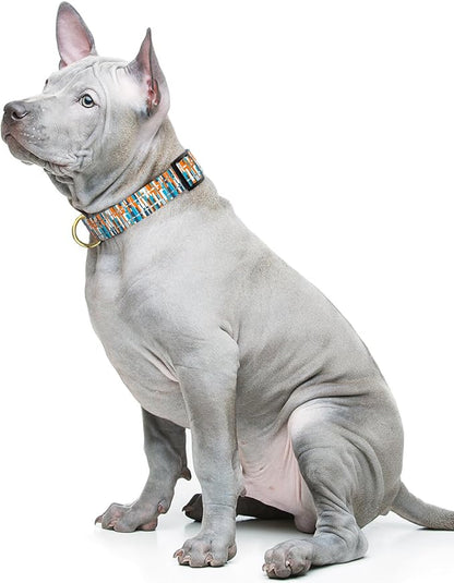 Reflective Dog Collar for Medium Dogs, Cute Boho Adjustable Heavy-Duty Nylon Puppy Collar for Boy and Girl Female, Soft Pet Accessories with Quick Release Buckle, Colorful Spliced