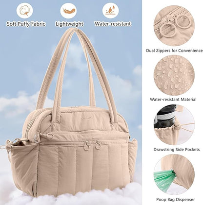 Dog Travel Bag for Supplies, Airline Approved Pet Travel Organizer with 2 Food Containers & Collapsible Bowls, Large Capacity Dogs Tote Bag for Weekend, Stylish Dog Mom Gift for Pet Lovers