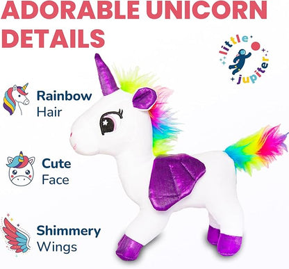 Little Jupiter Plush Pet Set w/Purse - Unicorn Stuffed Animals for Girls - Plush Gift for Age 4-5 - 6-7 yrs (White Unicorn)