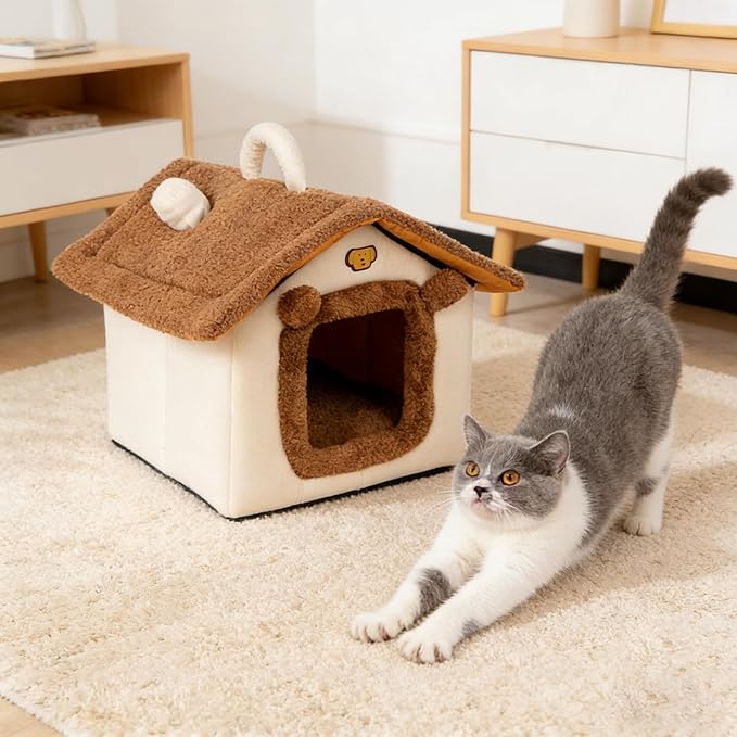 Indoor Cat House, Dog Tent for Indoor, Covered Dog Bed Pet House with Non-Slip Bottom, Indoor Cozy Cave for Kitten, Puppy & Small Pets