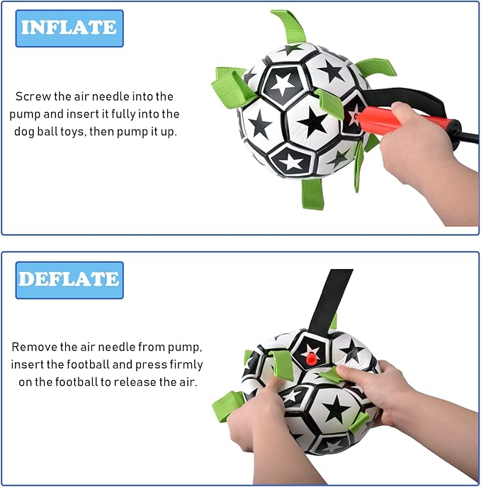 Dog Soccer Ball Indestructible for Tug of War Dog Yard Toys Herding Ball for Dogs Bone Pattern Interactive Toys for Dogs(Black) (Bone)
