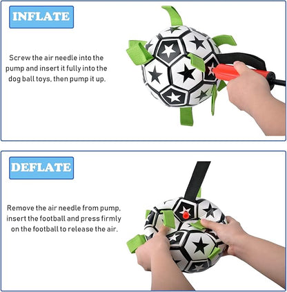 Dog Soccer Ball Indestructible for Tug of War Dog Yard Toys Herding Ball for Dogs Bone Pattern Interactive Toys for Dogs(Black) (Bone)