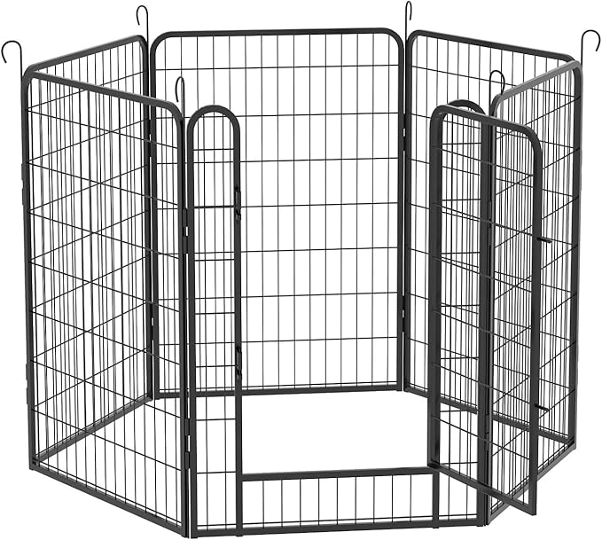 Dog Playpen Indoor - Pet Fence Puppy Exercise Pen for Yard Gate 6/8/12/16Panel Heavy Duty Crates with Doors Metal Dog Pen for Camping Outdoor (27.76 x 39.37 Inch, Black 6 Panels)