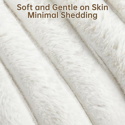 Donut Dog and Cat Bed, Luxurious Comfortable Faux Rabbit Fur Pet Beds, Round Anti-Anxiety Calming Puppy Kitten Bed with Anti-Slip Bottom for Small Medium Dogs & Cats(28", White)