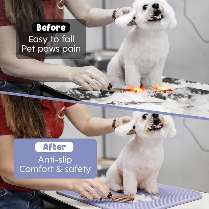 Dog Grooming Table Mat Pad Non Slip，Silicone Durable Premium Non-Slip Dog Bath Mat，Slip Mat - Bathing Mat for Pets，22.45inchX15.75inch (Blue)